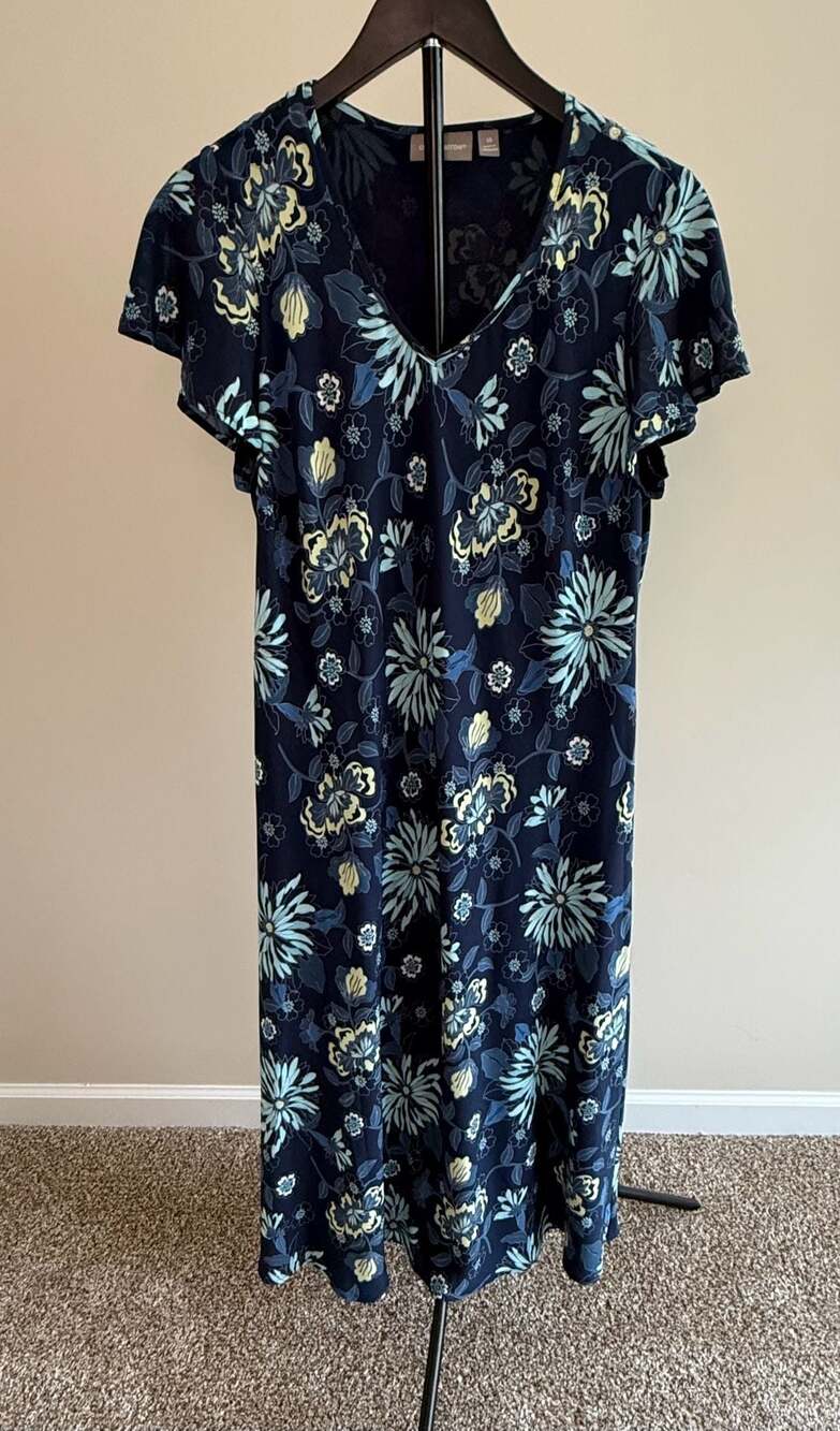 Croft & Barrow Floral V-Neck Flutter Sleeve Dress Size 14